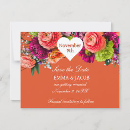 Vet Sinaasappel en roze rozen Save The Date