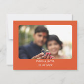 Vet Sinaasappel en roze rozen Save The Date (Achterkant)