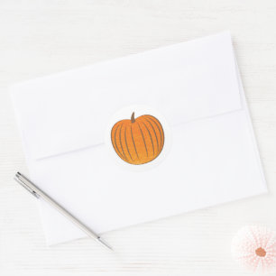 Vet Sinaasappel Faux Folie Pompoen Herfst Envelope Ronde Sticker