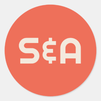 Vet Sinaasappel & Geel Retro Monogrammed Bruiloft Ronde Sticker