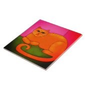 Vet Sinaasappel Kat Abstract Digitaal Schilderij Tegeltje (Zijkant)