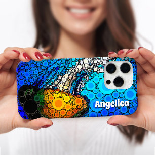 Vet sinaasappel kwal blauw oceaan aangepaste naam iPhone 16 pro max hoesje