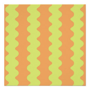 Vet Sinaasappel Limoen Wavy Stripe Moderne muurkun Perfect Poster