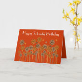 Vet Sinaasappel Retro Flowers Sobriety Verjaardag  Kaart (Gele Bloem)