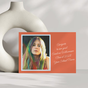 Vet Sinaasappel Retro Script Vibrant Photo Afstude Aankondiging