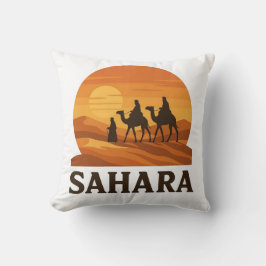 Vet Sinaasappel Retro Vector Sahara Sunset Camel Kussen