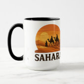 Vet Sinaasappel Retro Vector Sahara Sunset Camel Mok (Links)