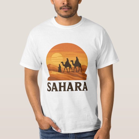 Vet Sinaasappel Retro Vector Sahara Sunset Camel T-shirt (Voorkant)