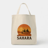 Vet Sinaasappel Retro Vector Sahara Sunset Camel Tote Bag (Achterkant)