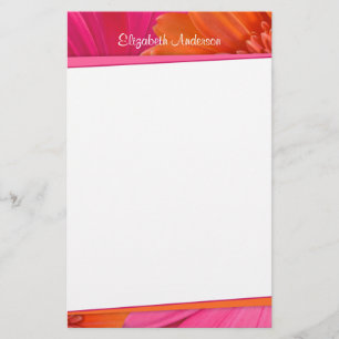 Vet Sinaasappel Roze Gerbera Daisy Stationery Briefpapier