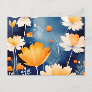Vet Sinaasappel Waterverf Bloemen Briefkaart