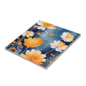 Vet Sinaasappel Waterverf Bloemen Tegeltje (Zijkant)