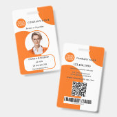 Vet Sinaasappel Wit Retro Foto ID Badge (Front & Back)