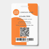 Vet Sinaasappel Wit Retro Foto ID Badge (Back)