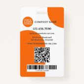 Vet Sinaasappel Wit Retro Foto ID Badge (Achterkant)