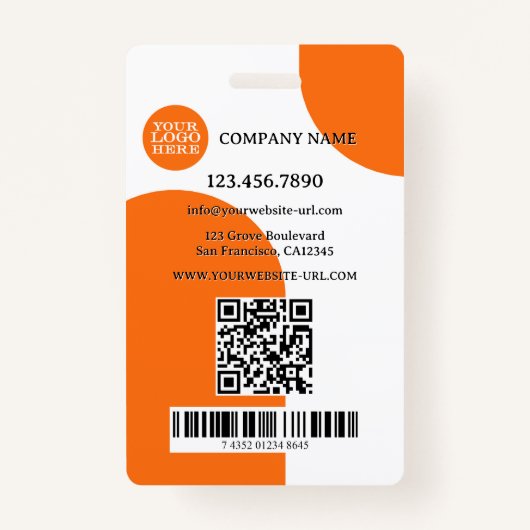 Vet Sinaasappel Wit Retro Foto ID Badge (Achterkant)