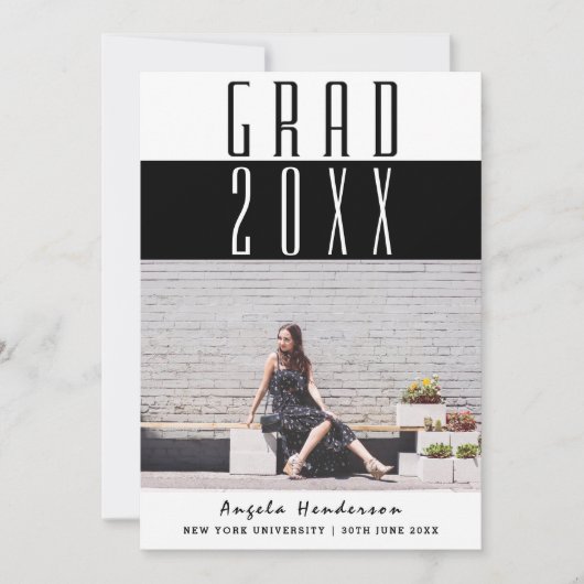 Vet Solid Text Photo Graduation Aankondigingen (Voorkant)