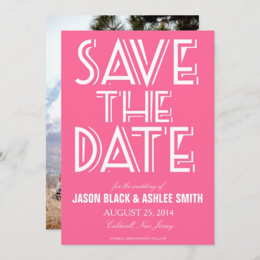 Vet sparen de Datum | Weddenschap Save The Date (Voorkant / Achterkant)