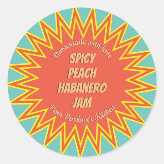 Vet Spicy Peach Habanero Jam Canning Ronde Sticker (Voorkant)