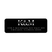 Vet Split Monogram Voornamen Wit op Zwart Etiket (Voorkant)