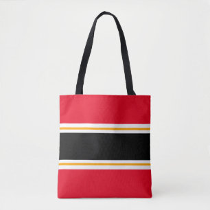 Vet Sportief Rood Zwart Wit Geel Racing Stripes Tote Bag