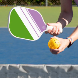 Vet Sportieve Groene Lavendel Witte Racing Stripes Pickleball Paddle