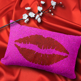 Vet sprankelend rode lippen roze glitter achtergro kussen