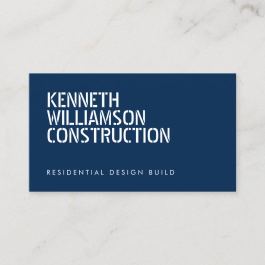 Vet Stenciled Blue Construction Visitekaartje (Voorkant)