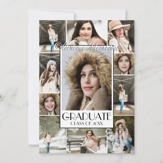 Vet Stijlvol Afstuderen Photo Collage Afstuderen Kaart (Voorkant)