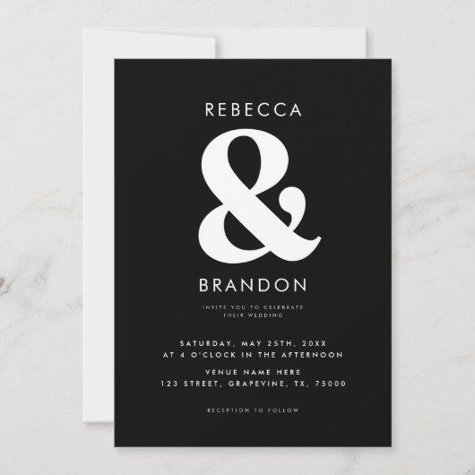 Vet Stijlvolle Ampersand QR-code in één bruiloft Kaart (Voorkant)