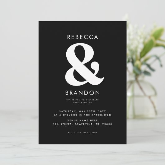 Vet Stijlvolle Ampersand QR-code in één bruiloft Kaart (Staand voorkant)