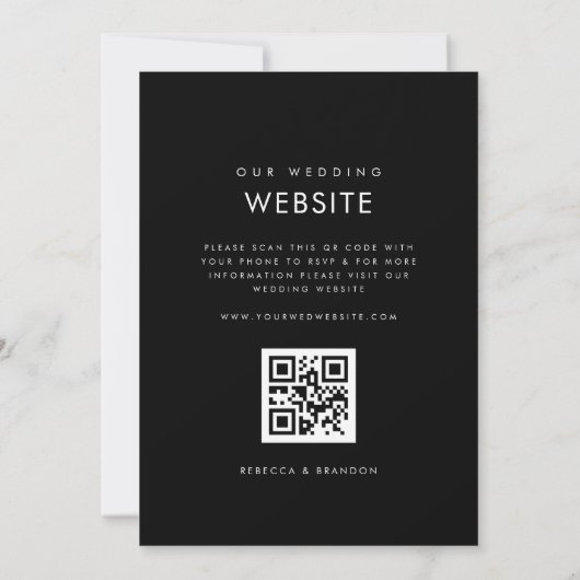 Vet Stijlvolle Ampersand QR-code in één bruiloft Kaart (Achterkant)