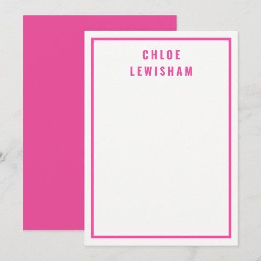 Vet Stijlvolle roze rand Aangepaste notitie Kaart Notitiekaartje (Voorkant / Achterkant)