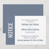 Vet Stoffig Blauw Bericht, Uitgestelde Bruiloft Ka Kaart (Voorkant / Achterkant)