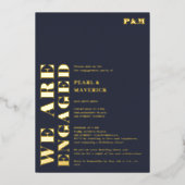 Vet stoffig marine blauw bruiloft verlovingsfeest folie uitnodiging (Voorkant)