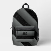 Vet Strepen Zwart Wit Grijs Aangepast Monogram Bedrukte Rugzak (Voorkant)