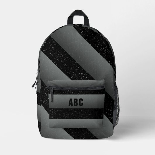 Vet Strepen Zwart Wit Grijs Aangepast Monogram Bedrukte Rugzak (Voorkant)