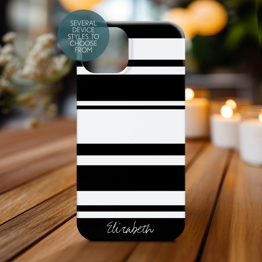 Vet Stripe Patroon met Naam zwart-wit Case-Mate iPhone Case