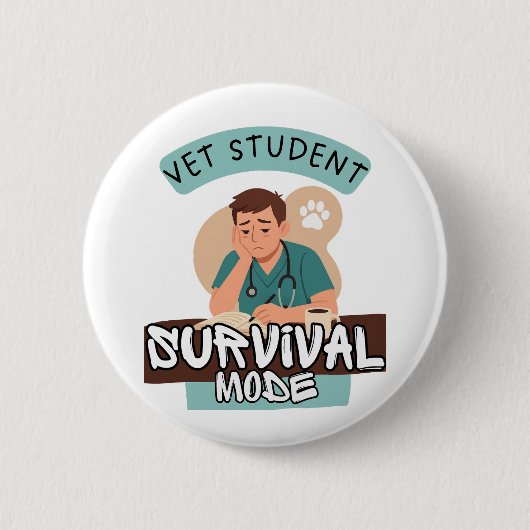 Vet Student Survival Mode – Vet Student Design Ronde Button 5,7 Cm (Voorkant)
