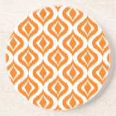 Vet Summery Oranje Ikat Ogee Art Pattern Zandsteen Onderzetter (Voorkant)