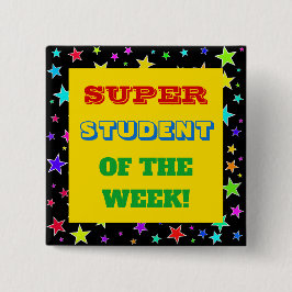 Vet "SUPER STUDENT VAN DE WEEK!" Knoop Vierkante Button 5,1 Cm