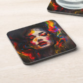 Vet surrealistisch portret bier onderzetter (Linkerzijde)