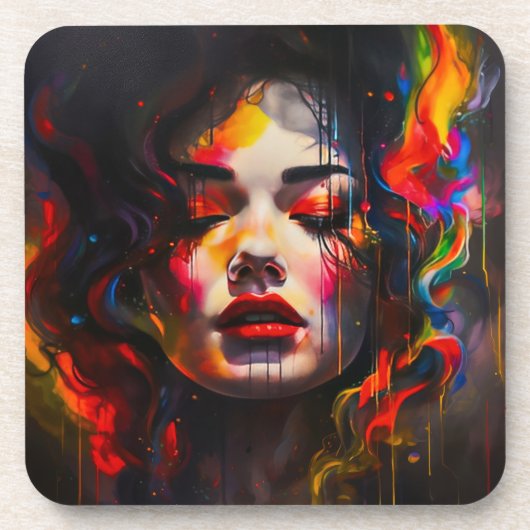 Vet surrealistisch portret bier onderzetter (Voorkant)