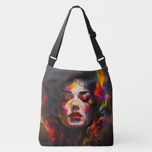 Vet surrealistisch portret crossbody tas (Voorkant)