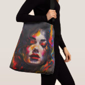Vet surrealistisch portret crossbody tas (Dichtbij)