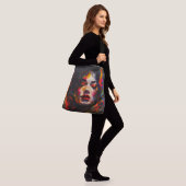 Vet surrealistisch portret crossbody tas (Op model)