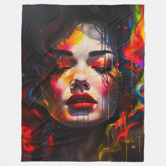 Vet surrealistisch portret fleece deken (Voorkant)