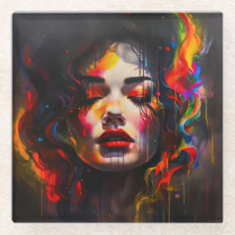 Vet surrealistisch portret glazen onderzetter