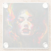 Vet surrealistisch portret glazen onderzetter (Achterkant)