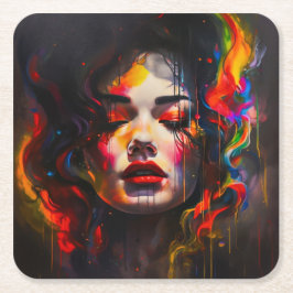 Vet surrealistisch portret kartonnen onderzetters